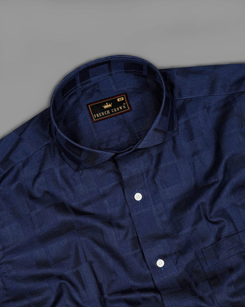 Zodiac Blue Subtle Checkered Dobby Textured Premium Giza Cotton Shirt 8394-CA-38, 8394-CA-H-38, 8394-CA-39,8394-CA-H-39, 8394-CA-40, 8394-CA-H-40, 8394-CA-42, 8394-CA-H-42, 8394-CA-44, 8394-CA-H-44, 8394-CA-46, 8394-CA-H-46, 8394-CA-48, 8394-CA-H-48, 8394-CA-50, 8394-CA-H-50, 8394-CA-52, 8394-CA-H-52