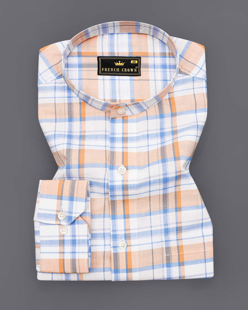 Bright White with Tacao Orange and Jordy Blue Plaid Royal Oxford Shirt 8408-M-38, 8408-M-H-38, 8408-M-39,8408-M-H-39, 8408-M-40, 8408-M-H-40, 8408-M-42, 8408-M-H-42, 8408-M-44, 8408-M-H-44, 8408-M-46, 8408-M-H-46, 8408-M-48, 8408-M-H-48, 8408-M-50, 8408-M-H-50, 8408-M-52, 8408-M-H-52