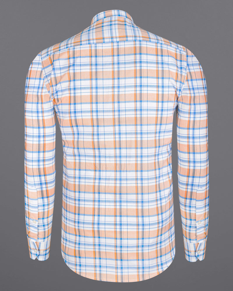 Bright White with Tacao Orange and Jordy Blue Plaid Royal Oxford Shirt 8408-M-38, 8408-M-H-38, 8408-M-39,8408-M-H-39, 8408-M-40, 8408-M-H-40, 8408-M-42, 8408-M-H-42, 8408-M-44, 8408-M-H-44, 8408-M-46, 8408-M-H-46, 8408-M-48, 8408-M-H-48, 8408-M-50, 8408-M-H-50, 8408-M-52, 8408-M-H-52