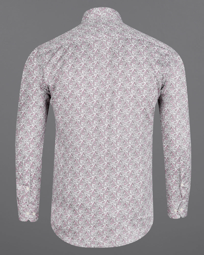 Bright White with Viola Pink Paisley Printed Super Soft Premium Cotton Shirt 8423-CA-38, 8423-CA-H-38, 8423-CA-39,8423-CA-H-39, 8423-CA-40, 8423-CA-H-40, 8423-CA-42, 8423-CA-H-42, 8423-CA-44, 8423-CA-H-44, 8423-CA-46, 8423-CA-H-46, 8423-CA-48, 8423-CA-H-48, 8423-CA-50, 8423-CA-H-50, 8423-CA-52, 8423-CA-H-52