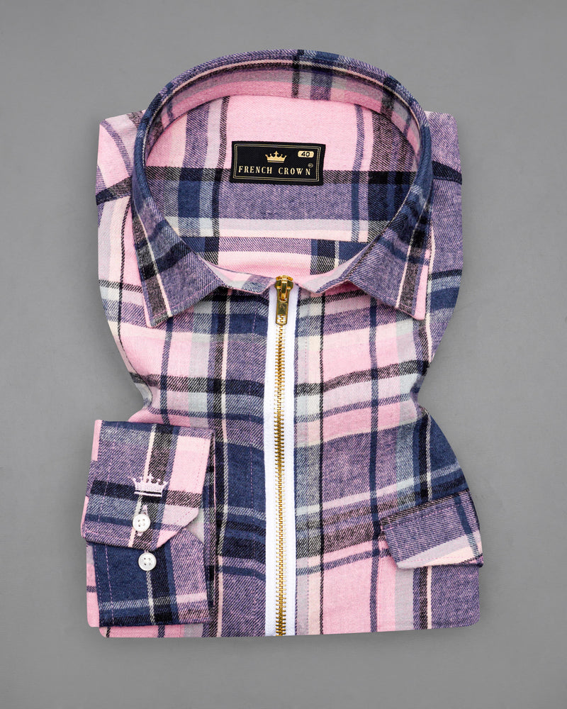 Azalea Pink with Chambray Navy Blue and Black Plaid Flannel Designer Overshirt with Zipper Closure 8443-OS-FP-38,8443-OS-FP-H-38,8443-OS-FP-39,8443-OS-FP-H-39,8443-OS-FP-40,8443-OS-FP-H-40,8443-OS-FP-42,8443-OS-FP-H-42,8443-OS-FP-44,8443-OS-FP-H-44,8443-OS-FP-46,8443-OS-FP-H-46,8443-OS-FP-48,8443-OS-FP-H-48,8443-OS-FP-50,8443-OS-FP-H-50,8443-OS-FP-52,8443-OS-FP-H-52