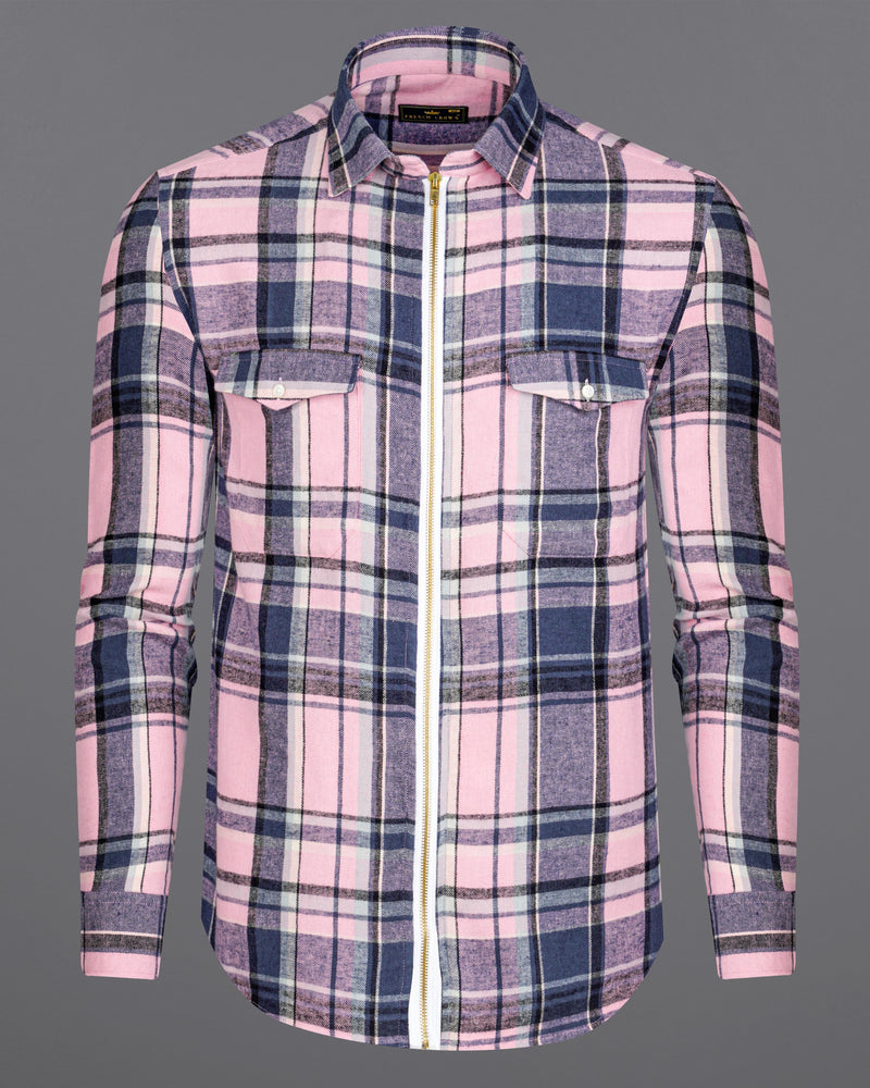 Azalea Pink with Chambray Navy Blue and Black Plaid Flannel Designer Overshirt with Zipper Closure 8443-OS-FP-38,8443-OS-FP-H-38,8443-OS-FP-39,8443-OS-FP-H-39,8443-OS-FP-40,8443-OS-FP-H-40,8443-OS-FP-42,8443-OS-FP-H-42,8443-OS-FP-44,8443-OS-FP-H-44,8443-OS-FP-46,8443-OS-FP-H-46,8443-OS-FP-48,8443-OS-FP-H-48,8443-OS-FP-50,8443-OS-FP-H-50,8443-OS-FP-52,8443-OS-FP-H-52