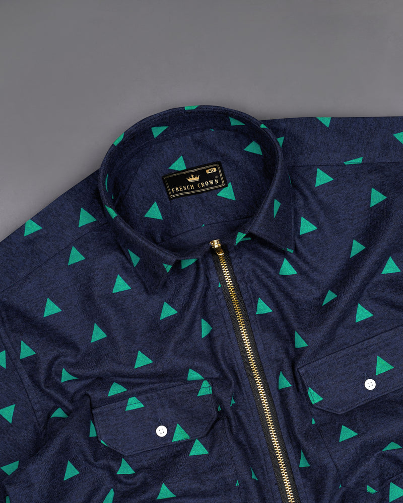 Tangaroa Navy Blue with Cyan Green Triangle Printed Flannel Designer Overshirt with Zipper Closure 8447-OS-FP-38,8447-OS-FP-H-38,8447-OS-FP-39,8447-OS-FP-H-39,8447-OS-FP-40,8447-OS-FP-H-40,8447-OS-FP-42,8447-OS-FP-H-42,8447-OS-FP-44,8447-OS-FP-H-44,8447-OS-FP-46,8447-OS-FP-H-46,8447-OS-FP-48,8447-OS-FP-H-48,8447-OS-FP-50,8447-OS-FP-H-50,8447-OS-FP-52,8447-OS-FP-H-52