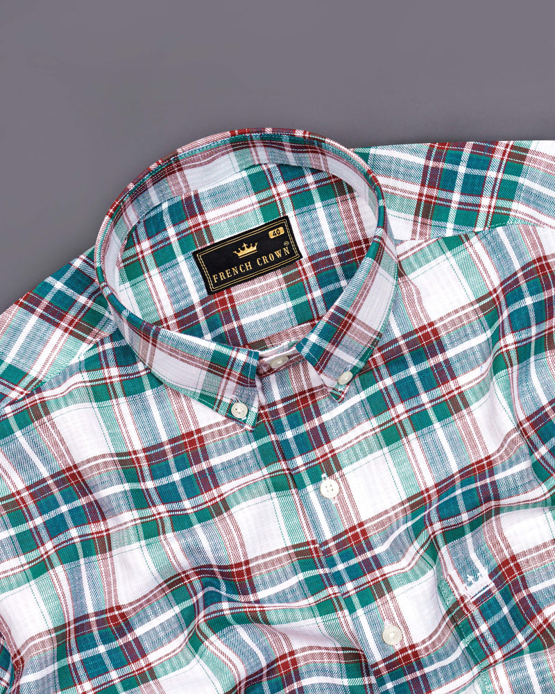 Bright White with Genoa Green Twill Plaid Premium Cotton Shirt 8466-BD-38,8466-BD-H-38,8466-BD-39,8466-BD-H-39,8466-BD-40,8466-BD-H-40,8466-BD-42,8466-BD-H-42,8466-BD-44,8466-BD-H-44,8466-BD-46,8466-BD-H-46,8466-BD-48,8466-BD-H-48,8466-BD-50,8466-BD-H-50,8466-BD-52,8466-BD-H-52