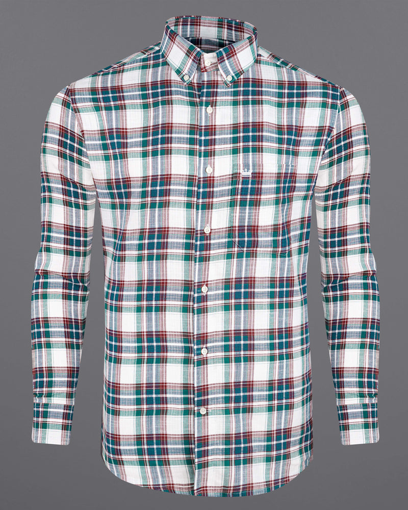 Bright White with Genoa Green Twill Plaid Premium Cotton Shirt 8466-BD-38,8466-BD-H-38,8466-BD-39,8466-BD-H-39,8466-BD-40,8466-BD-H-40,8466-BD-42,8466-BD-H-42,8466-BD-44,8466-BD-H-44,8466-BD-46,8466-BD-H-46,8466-BD-48,8466-BD-H-48,8466-BD-50,8466-BD-H-50,8466-BD-52,8466-BD-H-52