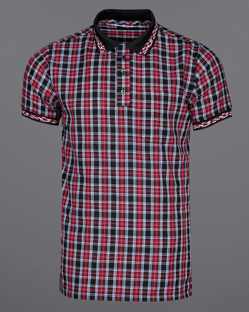 Shiraz Red and Black Plaid Premium Cotton Designer Polo Shirt 8478-PC-TS-38,8478-PC-TS-H-38,8478-PC-TS-39,8478-PC-TS-H-39,8478-PC-TS-40,8478-PC-TS-H-40,8478-PC-TS-42,8478-PC-TS-H-42,8478-PC-TS-44,8478-PC-TS-H-44,8478-PC-TS-46,8478-PC-TS-H-46,8478-PC-TS-48,8478-PC-TS-H-48,8478-PC-TS-50,8478-PC-TS-H-50,8478-PC-TS-52,8478-PC-TS-H-52