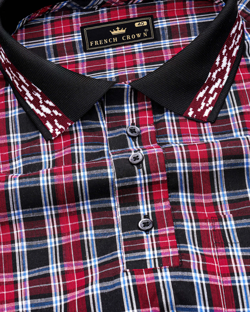 Shiraz Red and Black Plaid Premium Cotton Designer Polo Shirt 8478-PC-TS-38,8478-PC-TS-H-38,8478-PC-TS-39,8478-PC-TS-H-39,8478-PC-TS-40,8478-PC-TS-H-40,8478-PC-TS-42,8478-PC-TS-H-42,8478-PC-TS-44,8478-PC-TS-H-44,8478-PC-TS-46,8478-PC-TS-H-46,8478-PC-TS-48,8478-PC-TS-H-48,8478-PC-TS-50,8478-PC-TS-H-50,8478-PC-TS-52,8478-PC-TS-H-52