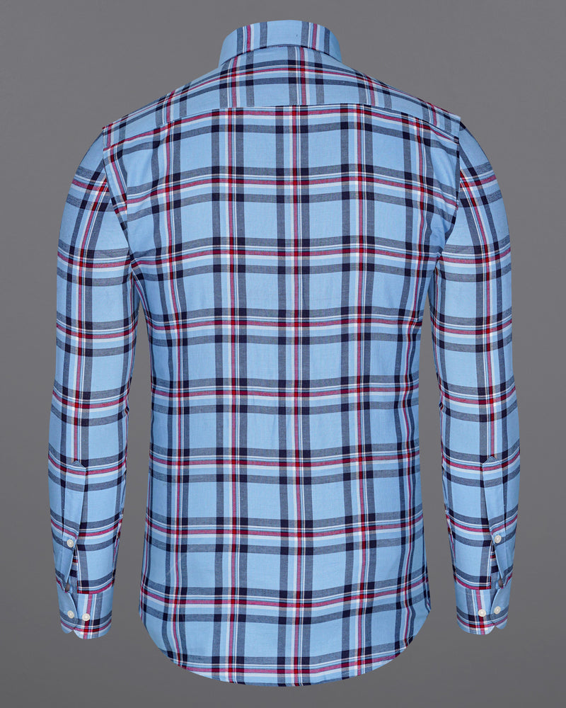 Seagull Sky Blue with Zodiac Navy Blue and Claret Red Plaid Royal Oxford Shirt 8490-BD-38,8490-BD-H-38,8490-BD-39,8490-BD-H-39,8490-BD-40,8490-BD-H-40,8490-BD-42,8490-BD-H-42,8490-BD-44,8490-BD-H-44,8490-BD-46,8490-BD-H-46,8490-BD-48,8490-BD-H-48,8490-BD-50,8490-BD-H-50,8490-BD-52,8490-BD-H-52