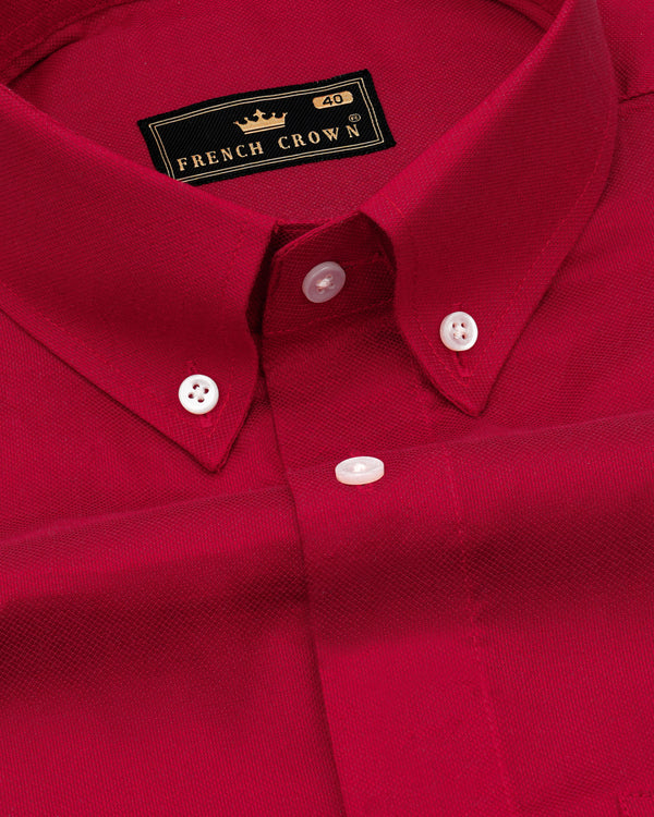 Carmine Red Dobby Textured Premium Giza Cotton Shirt
