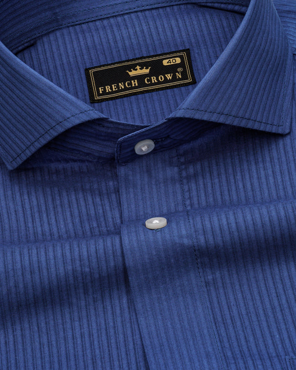 Rhino Blue Pin Striped Dobby Textured Premium Giza Cotton Shirt