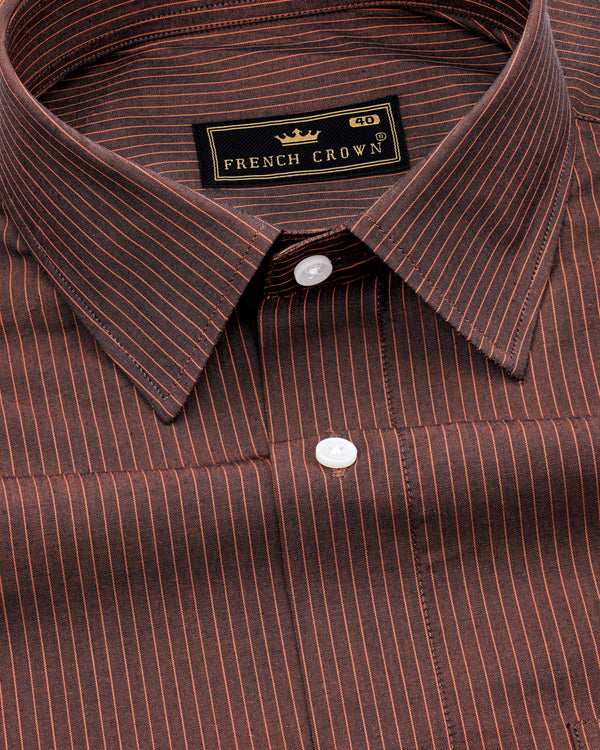 Buccaneer Brown Striped Premium Cotton Shirt