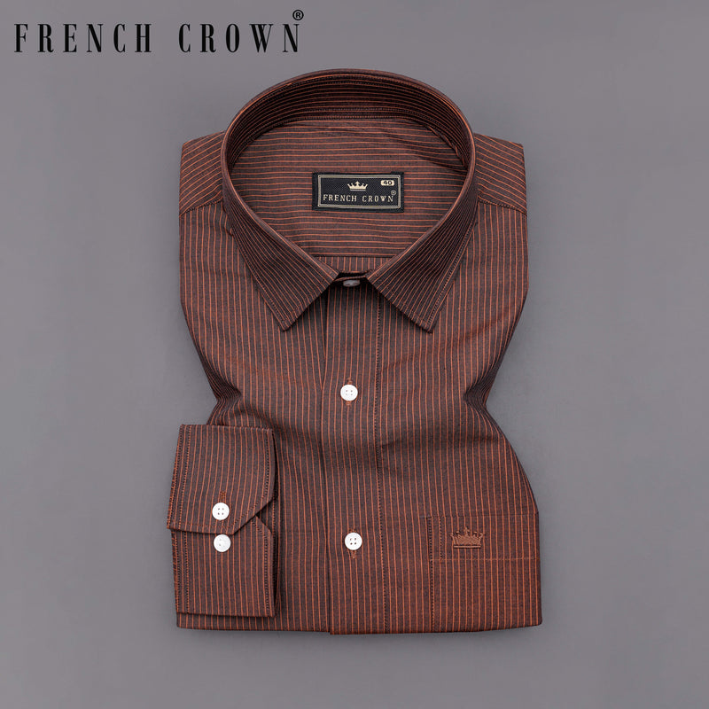 Buccaneer Brown Striped Premium Cotton Shirt 8494-38,8494-H-38,8494-39,8494-H-39,8494-40,8494-H-40,8494-42,8494-H-42,8494-44,8494-H-44,8494-46,8494-H-46,8494-48,8494-H-48,8494-50,8494-H-50,8494-52,8494-H-52