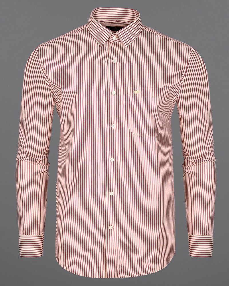 Eggshell Cream with Claret Red Striped Dobby Textured Premium Giza Cotton Shirt 8498-38,8498-H-38,8498-39,8498-H-39,8498-40,8498-H-40,8498-42,8498-H-42,8498-44,8498-H-44,8498-46,8498-H-46,8498-48,8498-H-48,8498-50,8498-H-50,8498-52,8498-H-52