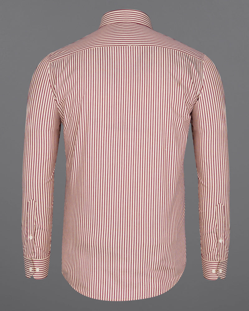 Eggshell Cream with Claret Red Striped Dobby Textured Premium Giza Cotton Shirt 8498-38,8498-H-38,8498-39,8498-H-39,8498-40,8498-H-40,8498-42,8498-H-42,8498-44,8498-H-44,8498-46,8498-H-46,8498-48,8498-H-48,8498-50,8498-H-50,8498-52,8498-H-52