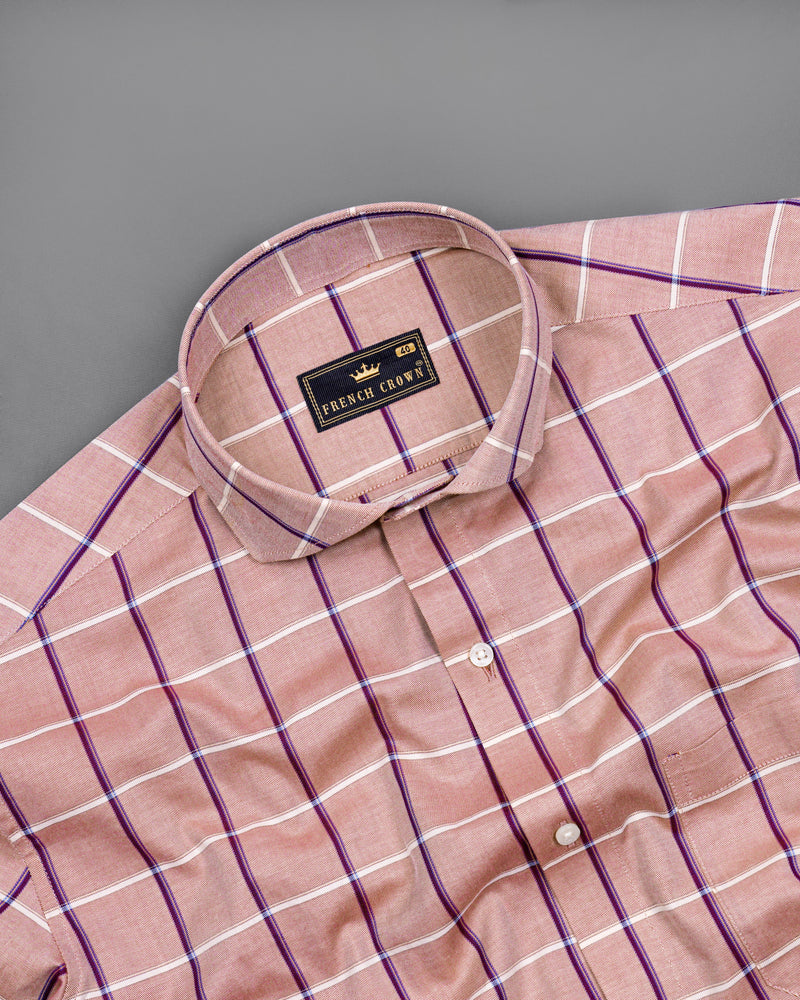 Oriental Peach with Mardi Maroon Twill Checked Premium Cotton Shirt 8499-CA-38,8499-CA-H-38,8499-CA-39,8499-CA-H-39,8499-CA-40,8499-CA-H-40,8499-CA-42,8499-CA-H-42,8499-CA-44,8499-CA-H-44,8499-CA-46,8499-CA-H-46,8499-CA-48,8499-CA-H-48,8499-CA-50,8499-CA-H-50,8499-CA-52,8499-CA-H-52