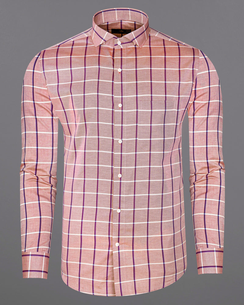 Oriental Peach with Mardi Maroon Twill Checked Premium Cotton Shirt 8499-CA-38,8499-CA-H-38,8499-CA-39,8499-CA-H-39,8499-CA-40,8499-CA-H-40,8499-CA-42,8499-CA-H-42,8499-CA-44,8499-CA-H-44,8499-CA-46,8499-CA-H-46,8499-CA-48,8499-CA-H-48,8499-CA-50,8499-CA-H-50,8499-CA-52,8499-CA-H-52