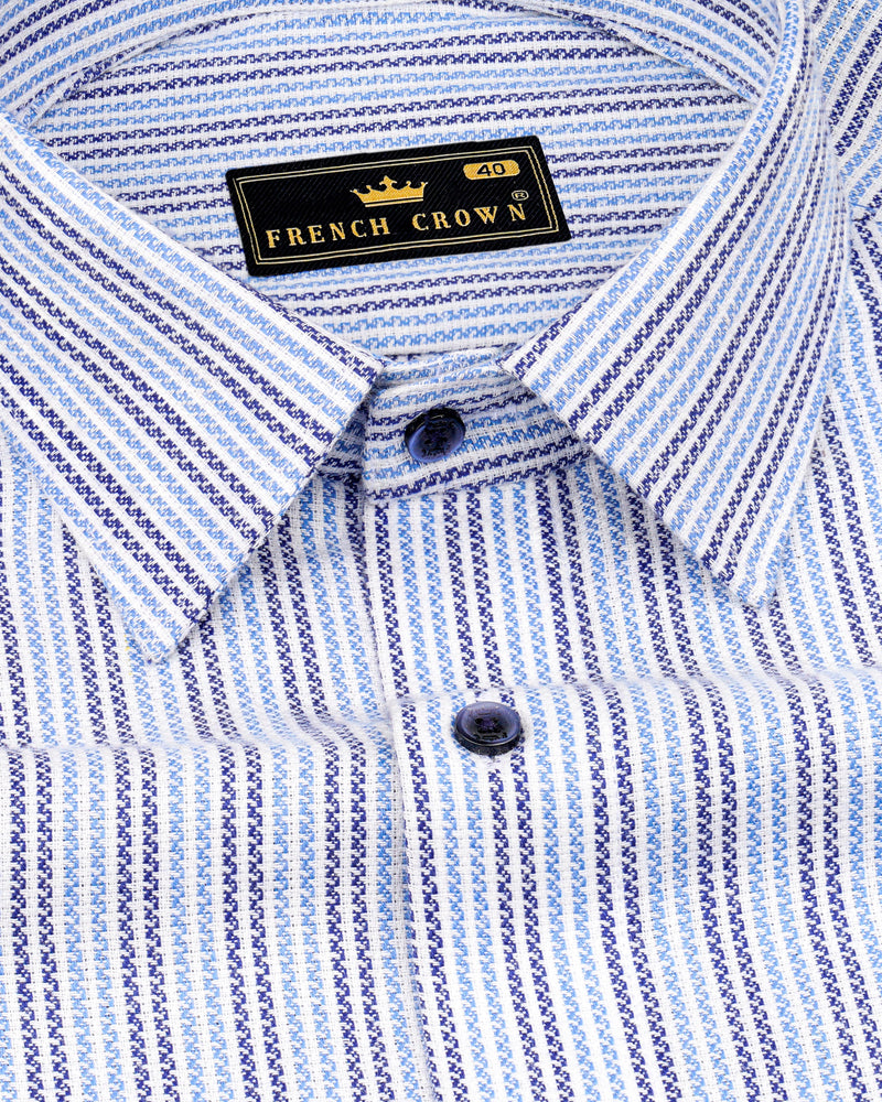 Bright White with Jordy Blue and Zodiac Navy Blue Striped Dobby Textured Premium Giza Cotton Shirt  8502-BLE-38,8502-BLE-H-38,8502-BLE-39,8502-BLE-H-39,8502-BLE-40,8502-BLE-H-40,8502-BLE-42,8502-BLE-H-42,8502-BLE-44,8502-BLE-H-44,8502-BLE-46,8502-BLE-H-46,8502-BLE-48,8502-BLE-H-48,8502-BLE-50,8502-BLE-H-50,8502-BLE-52,8502-BLE-H-52