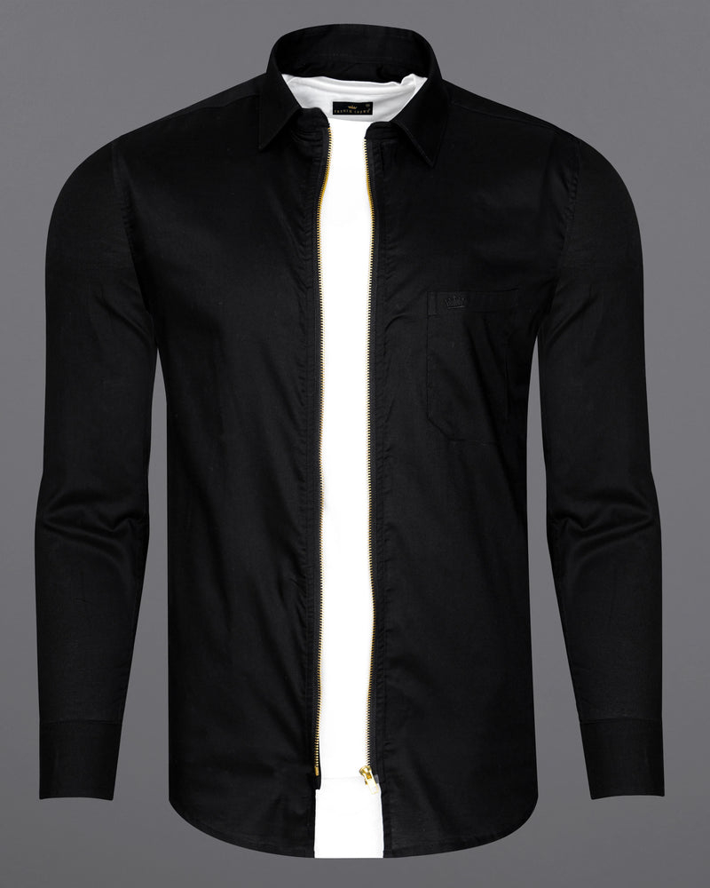 Jade Black Royal Oxford Designer Overshirt with Zipper Closure  8516-P75-38,8516-P75-H-38,8516-P75-39,8516-P75-H-39,8516-P75-40,8516-P75-H-40,8516-P75-42,8516-P75-H-42,8516-P75-44,8516-P75-H-44,8516-P75-46,8516-P75-H-46,8516-P75-48,8516-P75-H-48,8516-P75-50,8516-P75-H-50,8516-P75-52,8516-P75-H-52