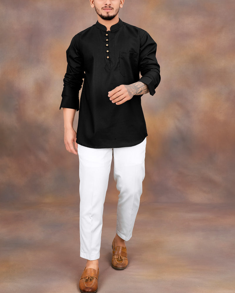 Jade Black Twill Premium Cotton Kurta Shirt