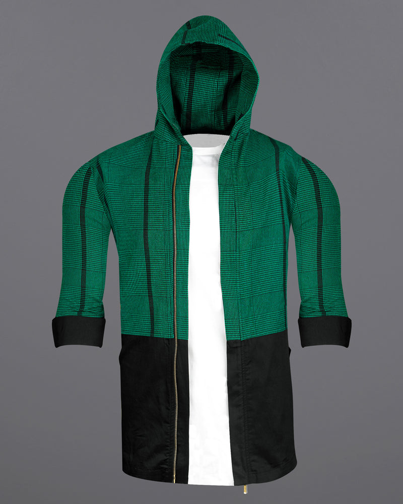 Spruce Green Plaid with Jade Black Houndstooth Designer Hooded Overshirt 8533-P123-38,8533-P123-H-38,8533-P123-389,8533-P123-389,8533-P123-40,8533-P123-H-40,8533-P123-402,8533-P123-402,8533-P123-404,8533-P123-404,8533-P123-406,8533-P123-406,8533-P123-408,8533-P123-408,8533-P123-50,8533-P123-H-50,8533-P123-502,8533-P123-502