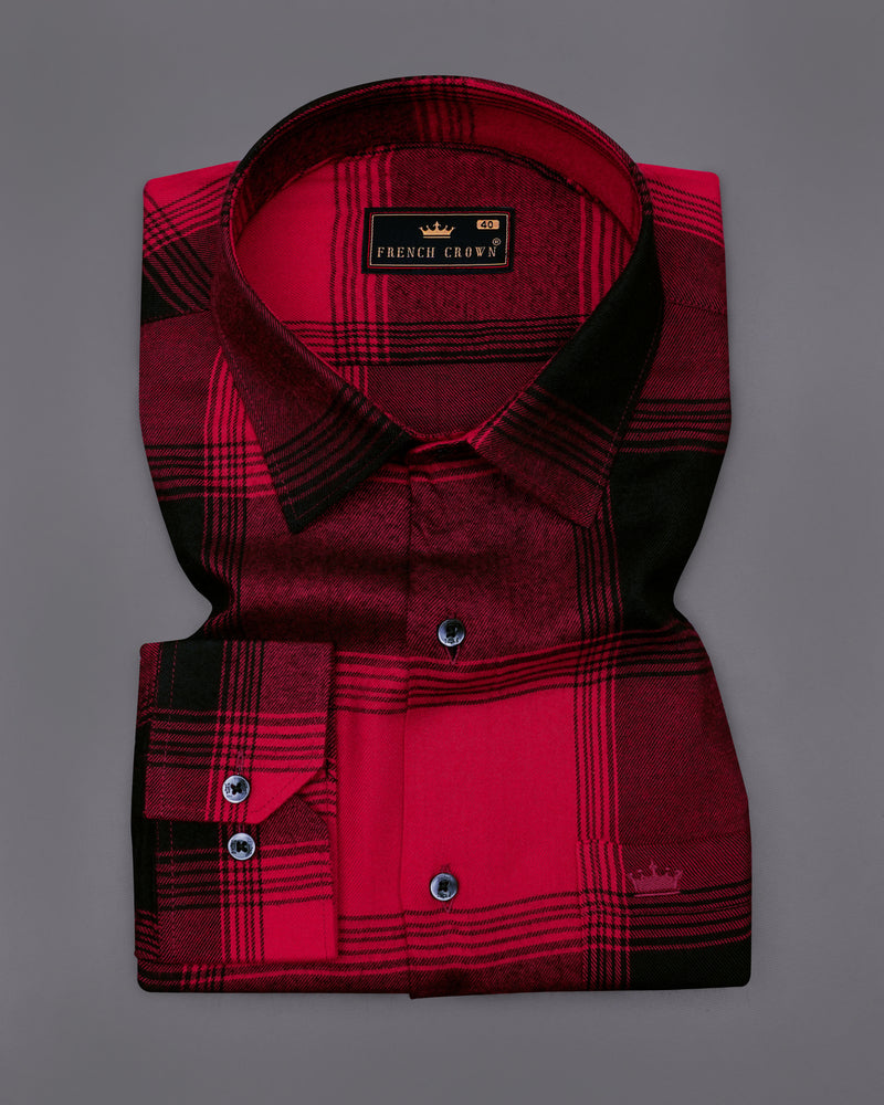 Firebrick Red and Jade Black Checked Flannel Shirt 8539-BLK-38,8539-BLK-H-38,8539-BLK-39,8539-BLK-H-39,8539-BLK-40,8539-BLK-H-40,8539-BLK-42,8539-BLK-H-42,8539-BLK-44,8539-BLK-H-44,8539-BLK-46,8539-BLK-H-46,8539-BLK-48,8539-BLK-H-48,8539-BLK-50,8539-BLK-H-50,8539-BLK-52,8539-BLK-H-52