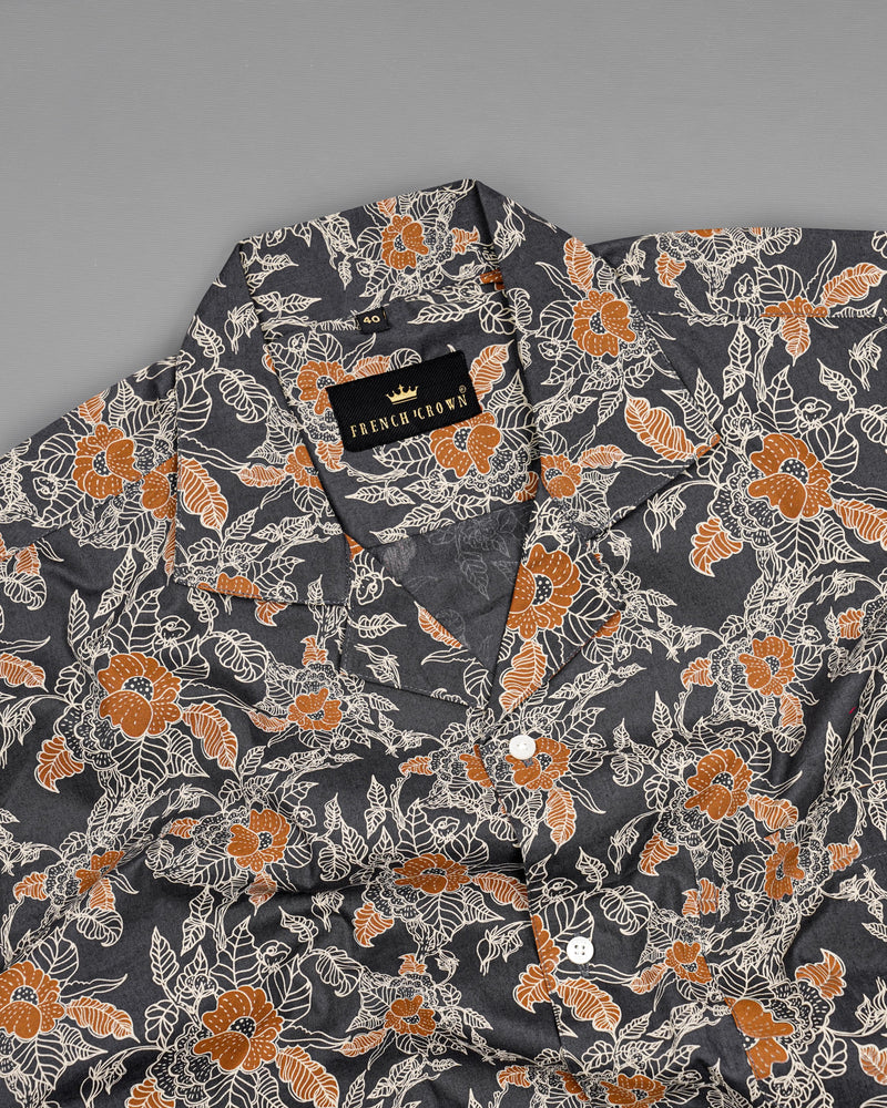 Iridium Gray Floral Printed Premium Cotton Shirt  8556-CC-38,8556-CC-H-38,8556-CC-39,8556-CC-H-39,8556-CC-40,8556-CC-H-40,8556-CC-42,8556-CC-H-42,8556-CC-44,8556-CC-H-44,8556-CC-46,8556-CC-H-46,8556-CC-48,8556-CC-H-48,8556-CC-50,8556-CC-H-50,8556-CC-52,8556-CC-H-52