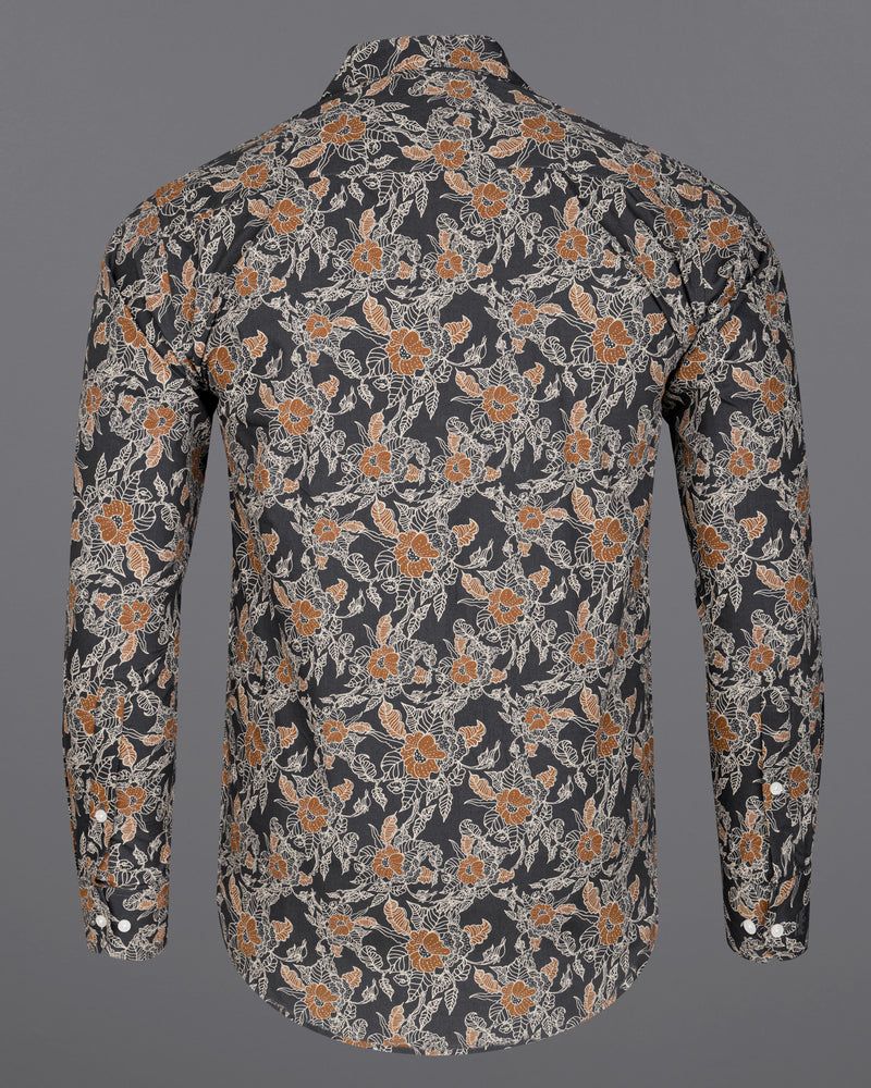 Iridium Gray Floral Printed Premium Cotton Shirt  8556-CC-38,8556-CC-H-38,8556-CC-39,8556-CC-H-39,8556-CC-40,8556-CC-H-40,8556-CC-42,8556-CC-H-42,8556-CC-44,8556-CC-H-44,8556-CC-46,8556-CC-H-46,8556-CC-48,8556-CC-H-48,8556-CC-50,8556-CC-H-50,8556-CC-52,8556-CC-H-52