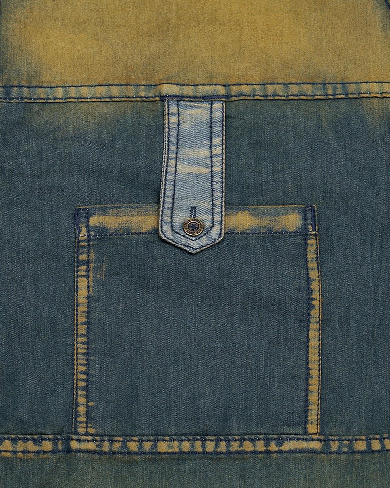 Limed Spruce Blue with Husk Yellow Denim Shirt With Leather Patch Work 9207-M-MB-38,9207-M-MB-H-38,9207-M-MB-39,9207-M-MB-H-39,9207-M-MB-40,9207-M-MB-H-40,9207-M-MB-42,9207-M-MB-H-42,9207-M-MB-44,9207-M-MB-H-44,9207-M-MB-46,9207-M-MB-H-46,9207-M-MB-48,9207-M-MB-H-48,9207-M-MB-50,9207-M-MB-H-50,9207-M-MB-52,9207-M-MB-H-52