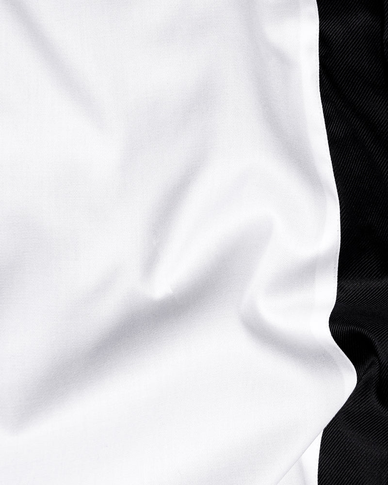 Bright White with Black Royal Oxford Designer Half Sleeves Shirt