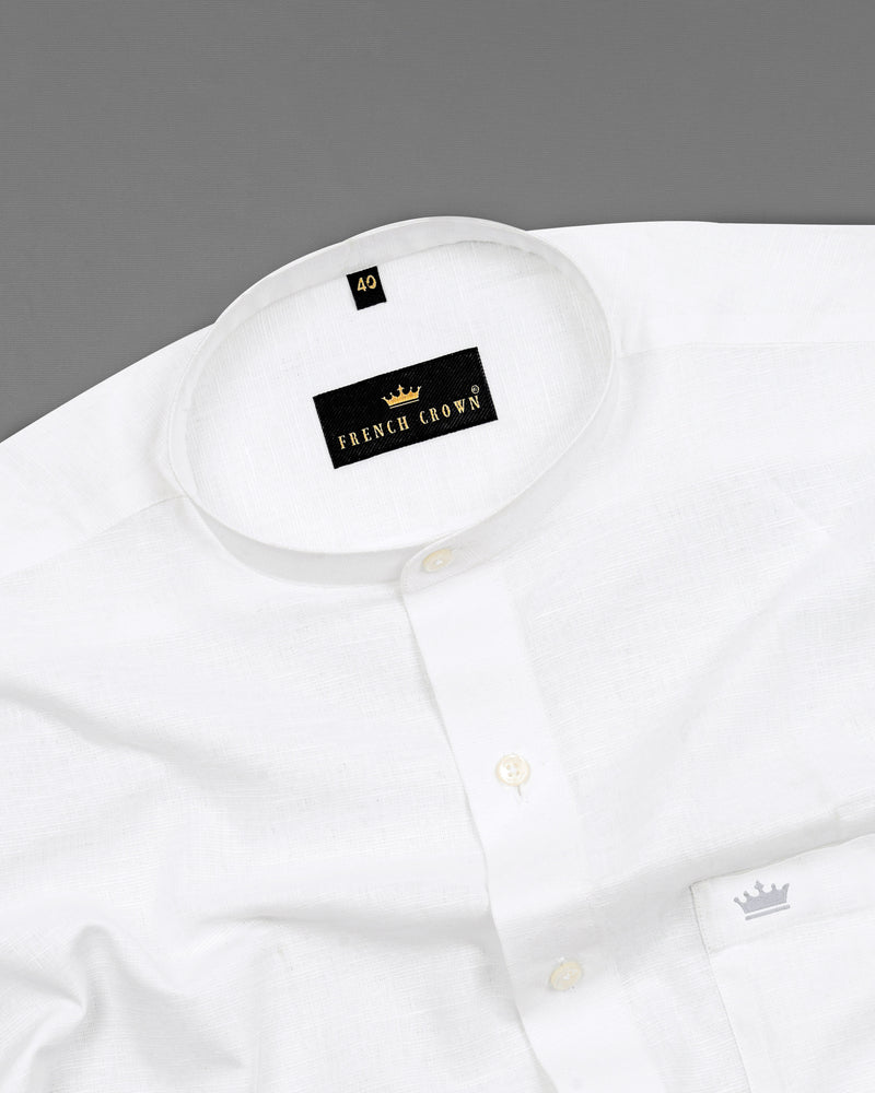Bright White Luxurious Italian Linen Shirt