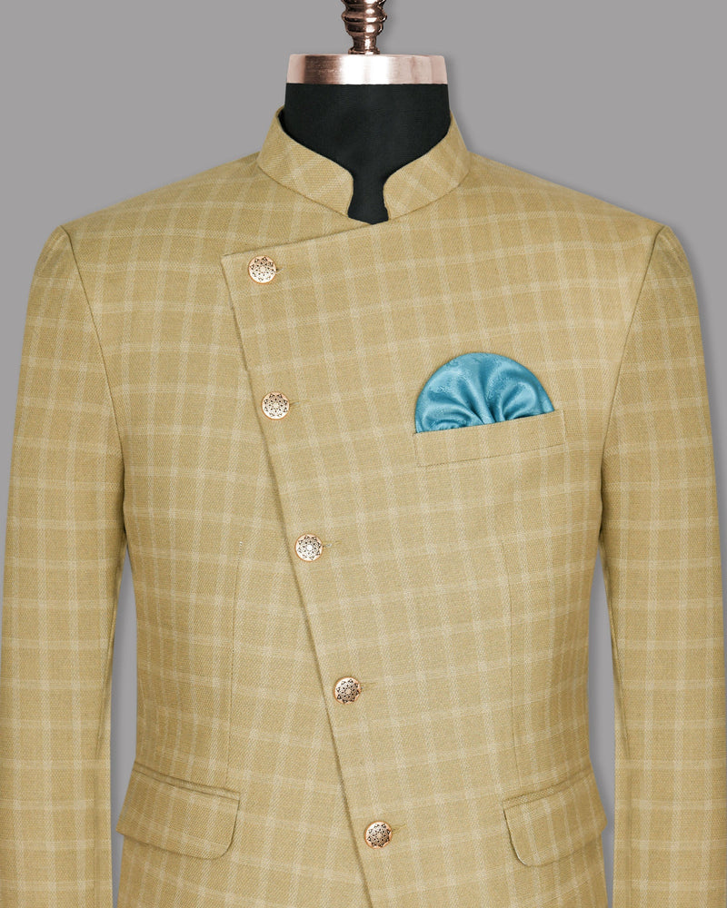 Pavlova Cream Windowpane Bandhgala/Mandarin Blazer BL1011-CBG-44, BL1011-CBG-46, BL1011-CBG-60, BL1011-CBG-52, BL1011-CBG-36, BL1011-CBG-38, BL1011-CBG-40, BL1011-CBG-42, BL1011-CBG-48, BL1011-CBG-54, BL1011-CBG-50, BL1011-CBG-56, BL1011-CBG-58