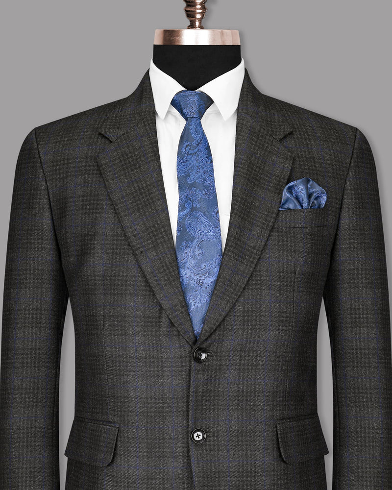 Shark Grey Plaid with Bunting Blue Windowpane Wool Rich Blazer BL1131-SB-40, BL1131-SB-46, BL1131-SB-48, BL1131-SB-50, BL1131-SB-60, BL1131-SB-36, BL1131-SB-42, BL1131-SB-52, BL1131-SB-54, BL1131-SB-58, BL1131-SB-38, BL1131-SB-56, BL1131-SB-44