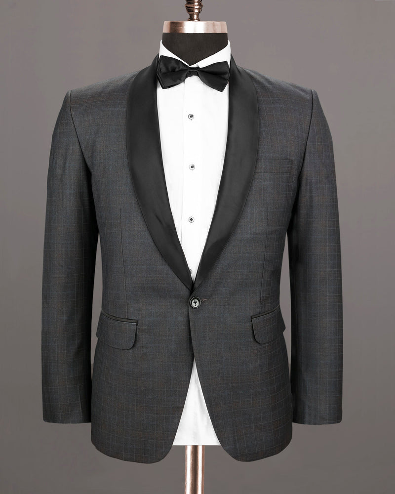 Tuatara Checked Wool Rich Tuxedo Blazer