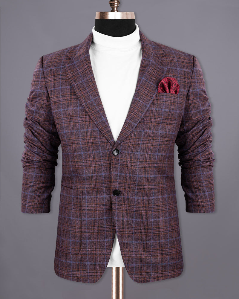 Old Copper Colorful Plaid Wool Rich Blazer