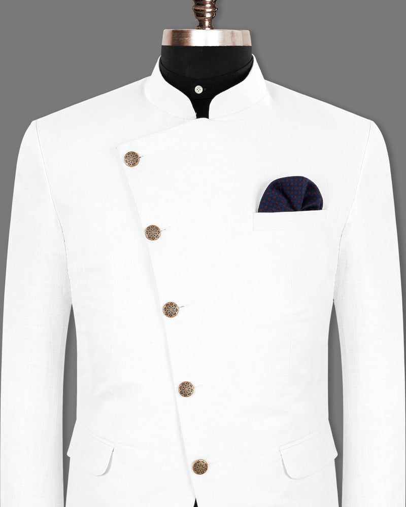 BRIGHT WHITE LUXURIOUS LINEN BANDHGALA/MANDARIN CROSS BUTTONED PERFORMANCE BLAZER BL1241-CBG-50, BL1241-CBG-52, BL1241-CBG-44, BL1241-CBG-46, BL1241-CBG-58, BL1241-CBG-60, BL1241-CBG-48, BL1241-CBG-40, BL1241-CBG-42, BL1241-CBG-38, BL1241-CBG-36, BL1241-CBG-54, BL1241-CBG-56