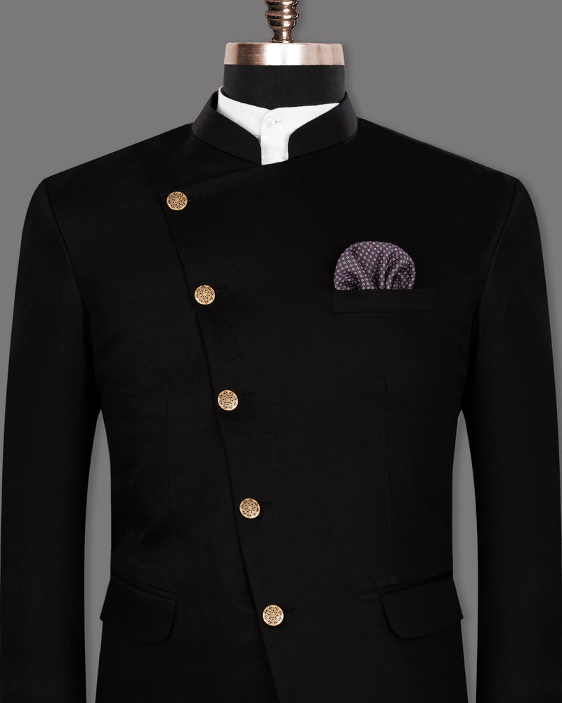 JADE BLACK PREMIUM COTTON CROSS BUTTONED BANDHGALA/MANDARIN BLAZER BL1244-CBG-36, BL1244-CBG-38, BL1244-CBG-42, BL1244-CBG-48, BL1244-CBG-50, BL1244-CBG-52, BL1244-CBG-54, BL1244-CBG-40, BL1244-CBG-46, BL1244-CBG-56, BL1244-CBG-44, BL1244-CBG-58, BL1244-CBG-60