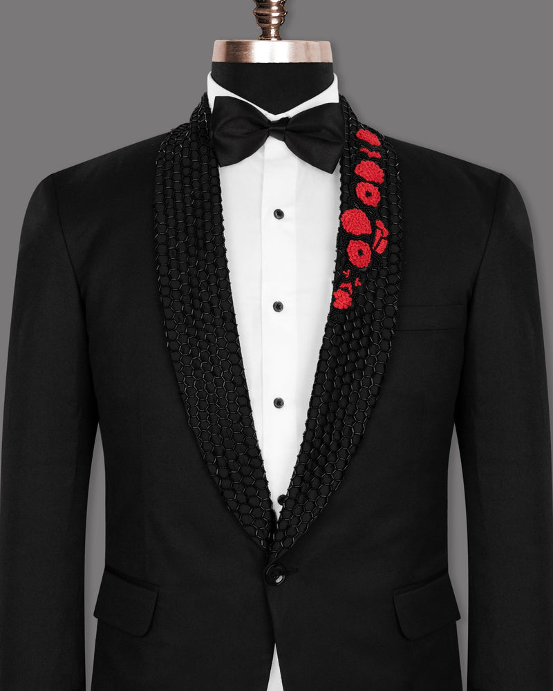 Jade Black Wool Rich Handcrafted Designer Tuxedo Blazer BL1248-KWL-D13-54, BL1248-KWL-D13-42, BL1248-KWL-D13-50, BL1248-KWL-D13-38, BL1248-KWL-D13-52, BL1248-KWL-D13-46, BL1248-KWL-D13-36, BL1248-KWL-D13-40, BL1248-KWL-D13-56, BL1248-KWL-D13-44, BL1248-KWL-D13-58, BL1248-KWL-D13-60, BL1248-KWL-D13-48