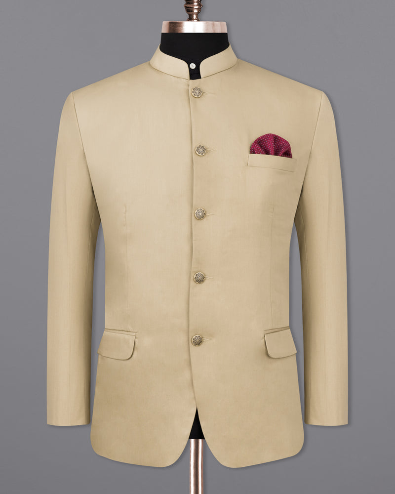 Hazelnut Wool rich Bandhgala/Mandarin Blazer