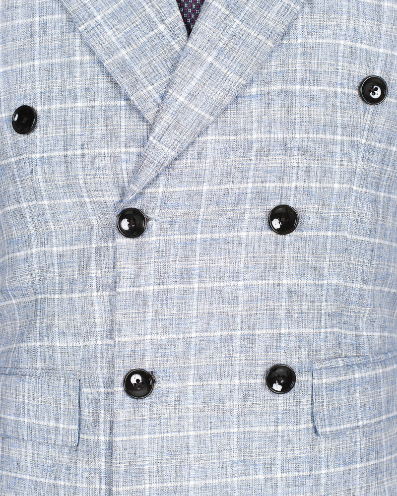 Wild Blue Yonder Windowpane Double Breasted Wool Rich Blazer BL1335-DB-36, BL1335-DB-38, BL1335-DB-40, BL1335-DB-42, BL1335-DB-44, BL1335-DB-46, BL1335-DB-48, BL1335-DB-50, BL1335-DB-52, BL1335-DB-54, BL1335-DB-56, BL1335-DB-58, BL1335-DB-60