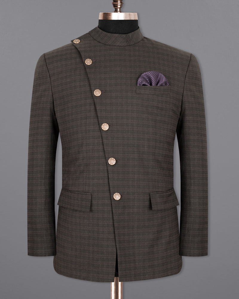 Birch Brown Cross Buttoned Mandarin/Bandhgala Wool Rich Blazer BL1336-CBG2-36, BL1336-CBG2-38, BL1336-CBG2-40, BL1336-CBG2-42, BL1336-CBG2-44, BL1336-CBG2-46, BL1336-CBG2-48, BL1336-CBG2-50, BL1336-CBG2-52, BL1336-CBG2-54, BL1336-CBG2-56, BL1336-CBG2-58, BL1336-CBG2-60