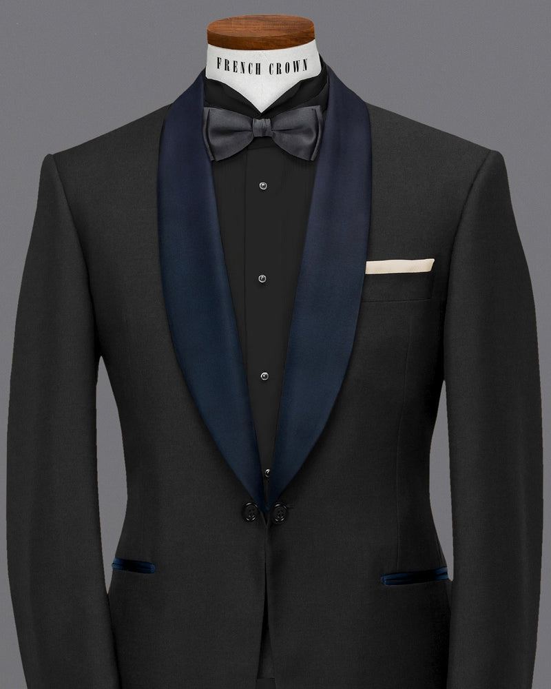 Jade Black with Blue lapel Tuxedo Blazer