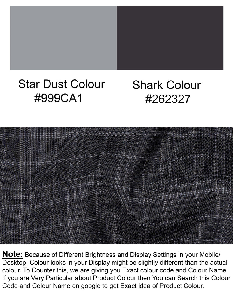 Star Dust and Shark Grey Plaid Cross Button Bandhgala Wool rich Blazer BL1408-CBG-36, BL1408-CBG-38, BL1408-CBG-40, BL1408-CBG-42, BL1408-CBG-44, BL1408-CBG-46, BL1408-CBG-48, BL1408-CBG-50, BL1408-CBG-52, BL1408-CBG-54, BL1408-CBG-56, BL1408-CBG-58, BL1408-CBG-60