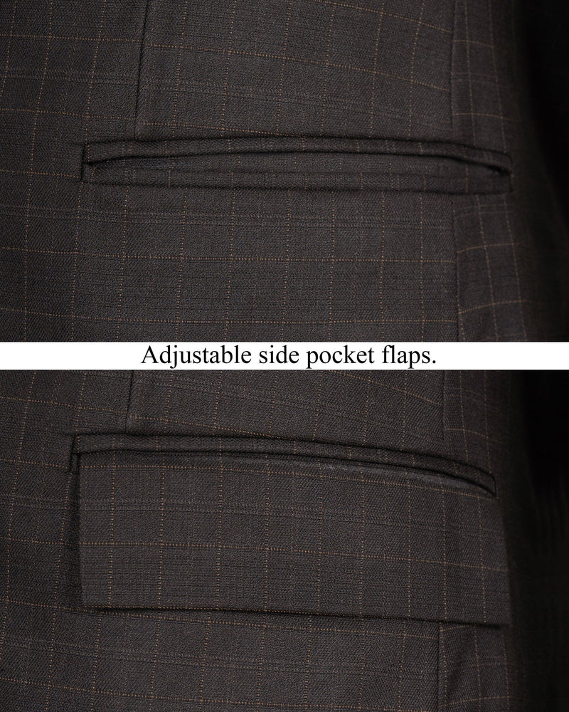 Brown Plaid Wool Rich Blazer BL1465-D22-36,BL1465-D22-38,BL1465-D22-40,BL1465-D22-42,BL1465-D22-44,BL1465-D22-46,BL1465-D22-48,BL1465-D22-50,BL1465-D22-52,BL1465-D22-54,BL1465-D22-56,BL1465-D22-58,BL1465-D22-60