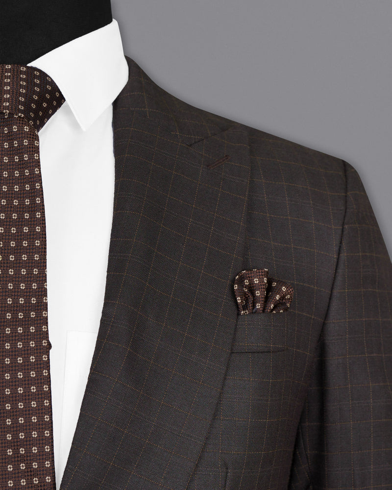 Brown Plaid Wool Rich Blazer BL1465-D22-36,BL1465-D22-38,BL1465-D22-40,BL1465-D22-42,BL1465-D22-44,BL1465-D22-46,BL1465-D22-48,BL1465-D22-50,BL1465-D22-52,BL1465-D22-54,BL1465-D22-56,BL1465-D22-58,BL1465-D22-60