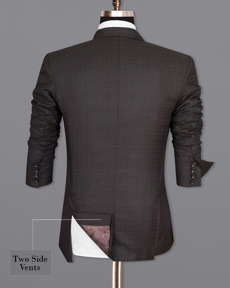 Brown Plaid Wool Rich Blazer BL1465-D22-36,BL1465-D22-38,BL1465-D22-40,BL1465-D22-42,BL1465-D22-44,BL1465-D22-46,BL1465-D22-48,BL1465-D22-50,BL1465-D22-52,BL1465-D22-54,BL1465-D22-56,BL1465-D22-58,BL1465-D22-60