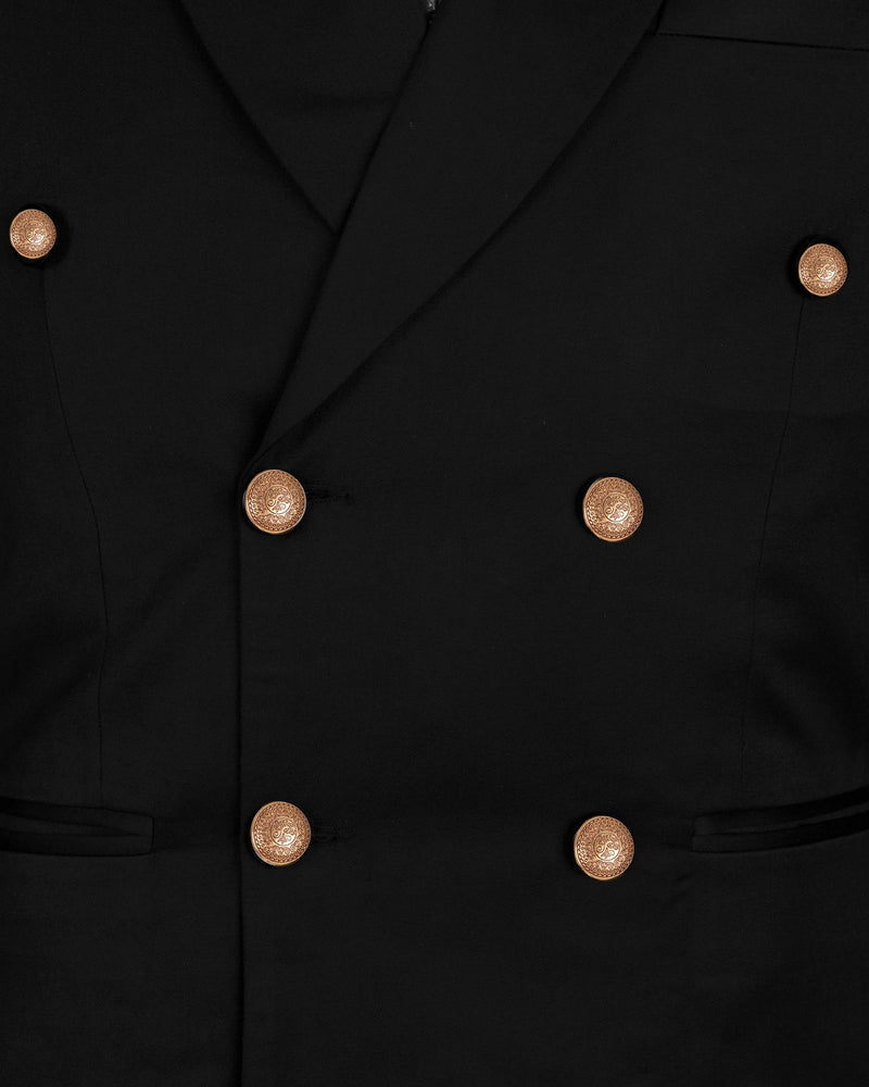 Jade Black Golden Buttons Double-Breasted Wool Rich Blazer BL1484-DB-GB-36, BL1484-DB-GB-38, BL1484-DB-GB-40, BL1484-DB-GB-42, BL1484-DB-GB-44, BL1484-DB-GB-46, BL1484-DB-GB-48, BL1484-DB-GB-50, BL1484-DB-GB-52, BL1484-DB-GB-54, BL1484-DB-GB-56, BL1484-DB-GB-58, BL1484-DB-GB-60