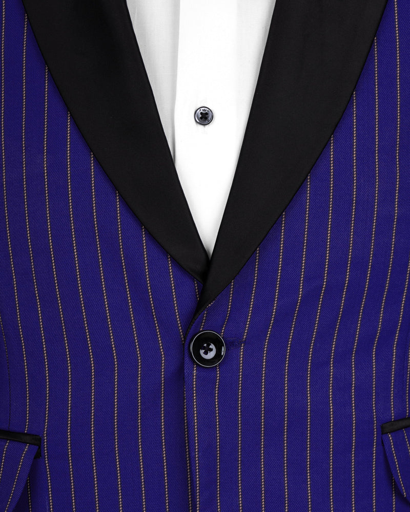 Violet Striped Wool Rich Tuxedo Blazer BL1502-BKL-36, BL1502-BKL-38, BL1502-BKL-40, BL1502-BKL-42, BL1502-BKL-44, BL1502-BKL-46, BL1502-BKL-48, BL1502-BKL-50, BL1502-BKL-52, BL1502-BKL-54, BL1502-BKL-56, BL1502-BKL-58, BL1502-BKL-60