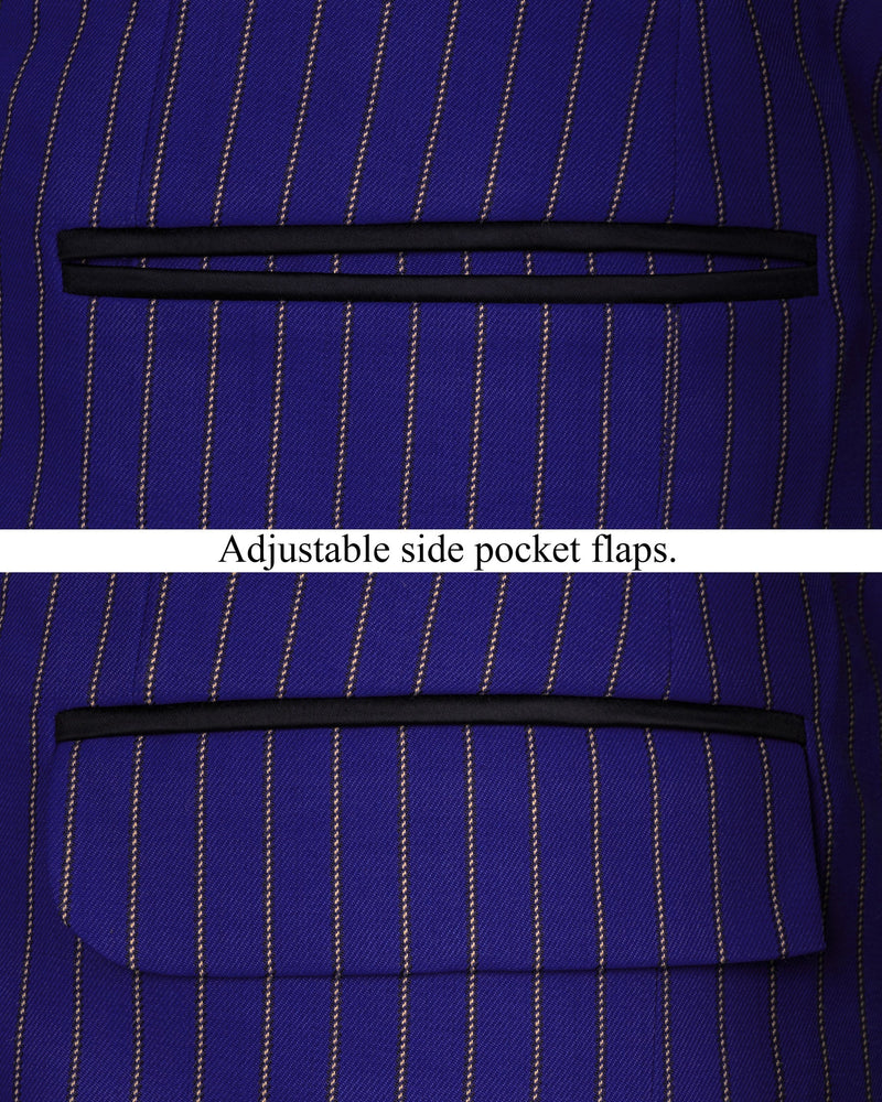 Violet Striped Wool Rich Tuxedo Blazer BL1502-BKL-36, BL1502-BKL-38, BL1502-BKL-40, BL1502-BKL-42, BL1502-BKL-44, BL1502-BKL-46, BL1502-BKL-48, BL1502-BKL-50, BL1502-BKL-52, BL1502-BKL-54, BL1502-BKL-56, BL1502-BKL-58, BL1502-BKL-60