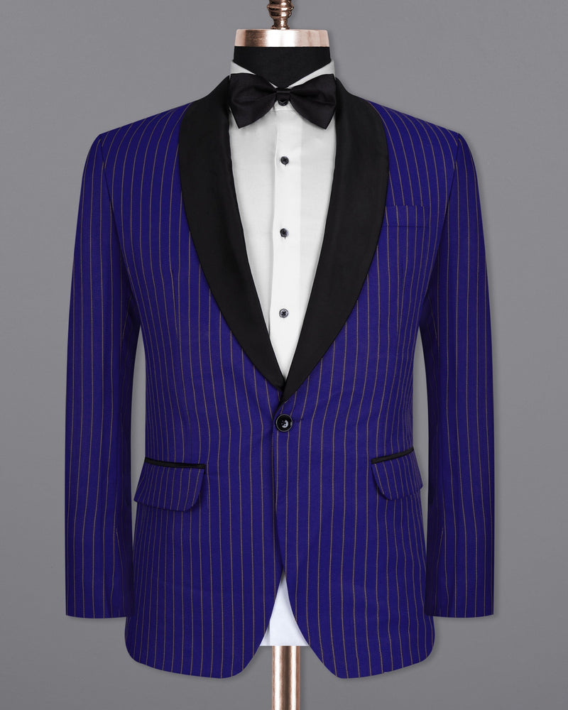 Violet Striped Wool Rich Tuxedo Blazer BL1502-BKL-36, BL1502-BKL-38, BL1502-BKL-40, BL1502-BKL-42, BL1502-BKL-44, BL1502-BKL-46, BL1502-BKL-48, BL1502-BKL-50, BL1502-BKL-52, BL1502-BKL-54, BL1502-BKL-56, BL1502-BKL-58, BL1502-BKL-60