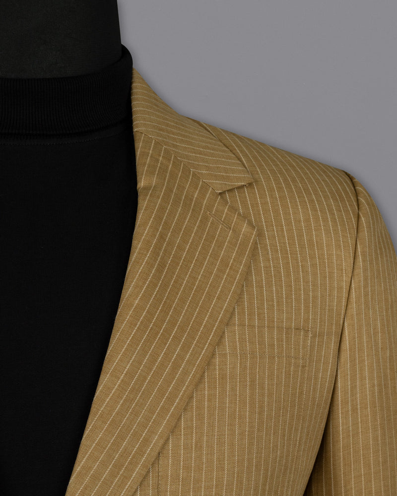 Muesli Brown Striped Wool Rich Sports Blazer